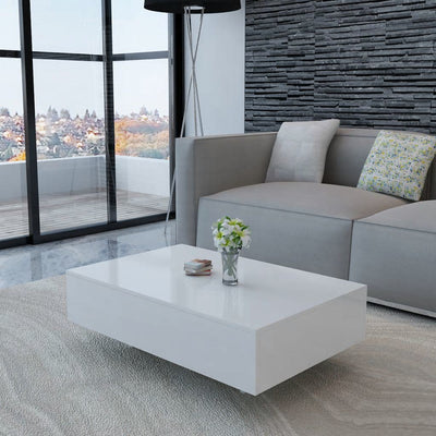 White Glossy Floating Coffee Table