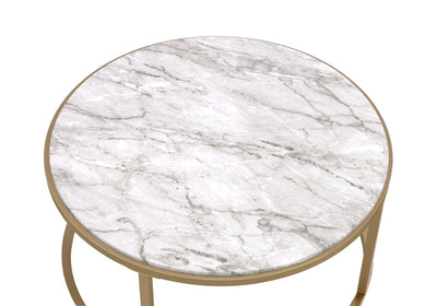 Set of 2 Shanish Nesting Table in Faux Marble & Gold