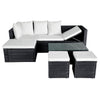 4 Piece Garden Lounge Set with Cushions Poly Rattan (Black)