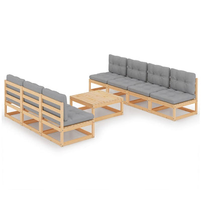 8 Piece Garden Lounge Set with Cushions Solid Pinewood by Blak Hom