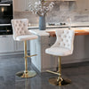 Set of 2 Modern Adjustable Velvet Swivel Bar Stools by Blak Hom