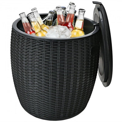9.5 Gallon 4-in-1 Patio Rattan Cool Bar Cocktail Table