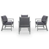 5-Piece Garden Lounge Set with Cushion Solid Acacia Wood (Gray)