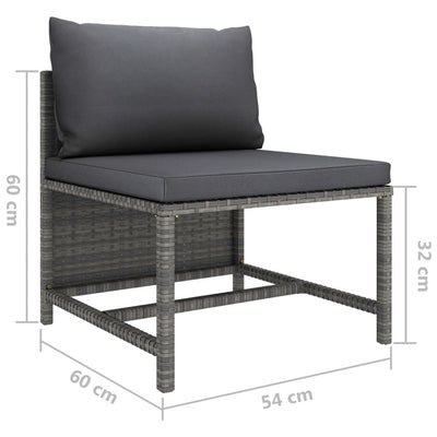 7 Piece Patio Lounge Set with Cushions Poly Rattan (Gray)