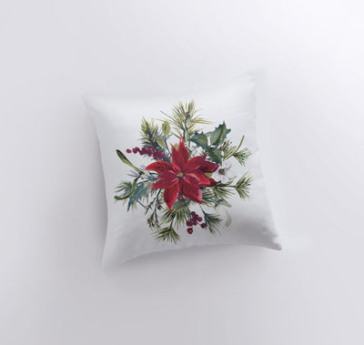 Holiday Poinsettia Repeat Pattern Pillow Cover by UniikPillows