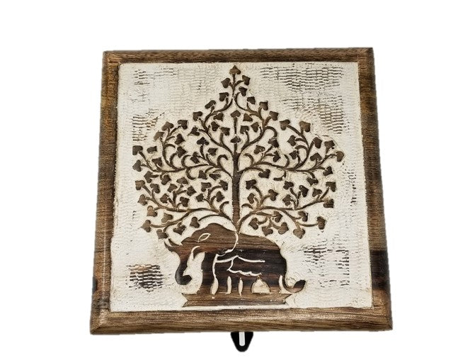 Hand Carved Wood Box 7" x 7" by OMSutra