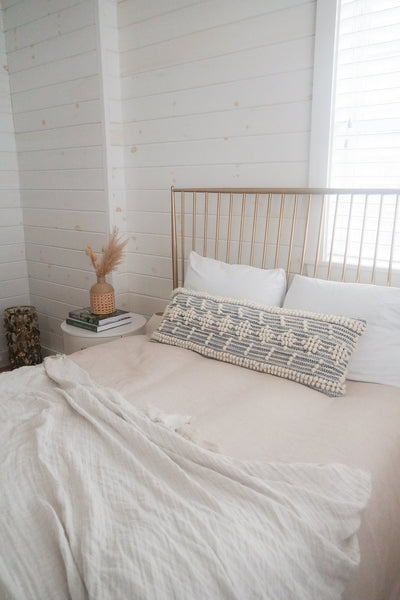 Handwoven Recycled Denim Pillow 14"x40" by Anaya