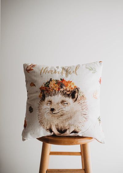 Thankful Hedgehog | 16x16 Throw Pillow Cover