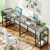 L Shaped Desk 95" Reversible Corner with Shelves Workstation Gray by Plugsus Home Furniture