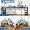 L Shaped Desk 95" Reversible Corner with Shelves Workstation Gray by Plugsus Home Furniture