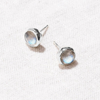Labradorite Silver Stud Earrings by Tiny Rituals