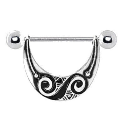 316L Stainless Steel Spiral Tribal Nipple Shield by Fashion Hut Jewelry