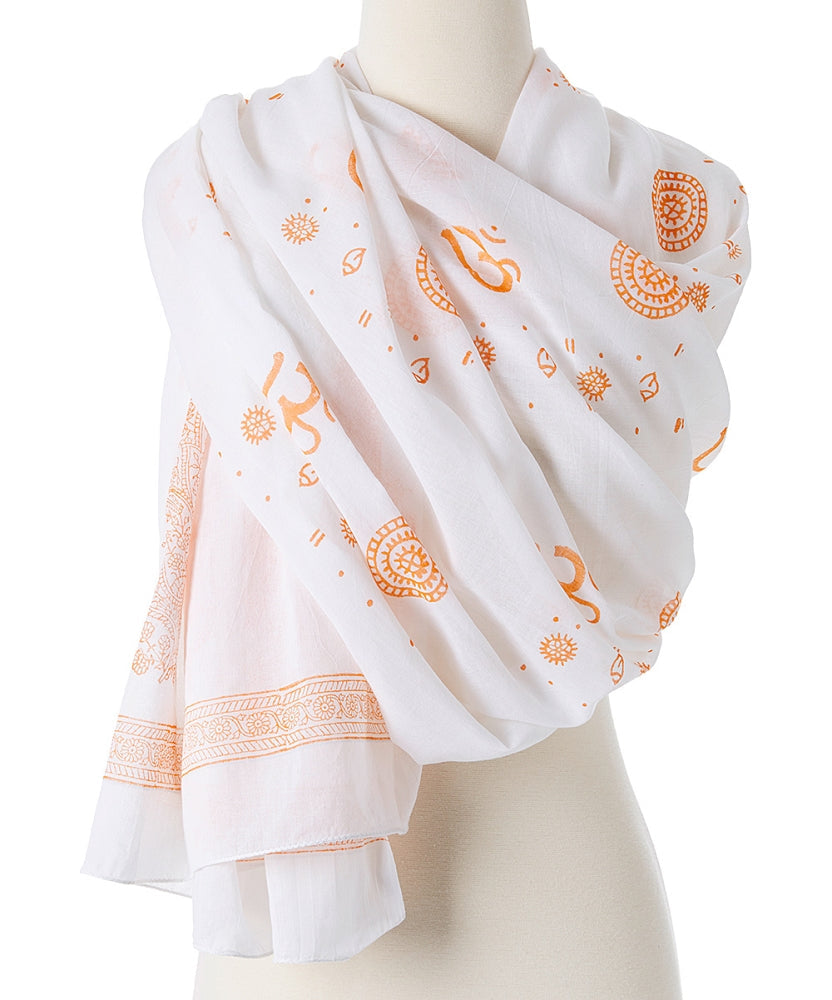 Om Shanti Meditation Yoga Prayer paisley design cotton shawl by OMSutra