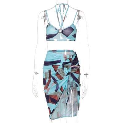 Land of Nostalgia Women's Irregular Print Bikini Top Mini Dress by Land of Nostalgia