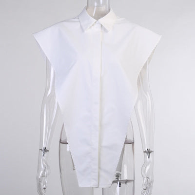 Land of Nostalgia Blouses Women's Turn-Down Collar Sleeveless Button Tops by Land of Nostalgia