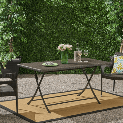 Riley Outdoor Multi-brown Wicker Rectangular Foldable Dining Table by Plugsus Home Furniture