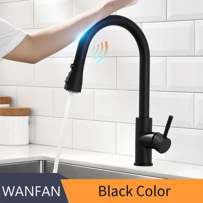 Sensor Kitchen Faucets Brushed Gold Smart