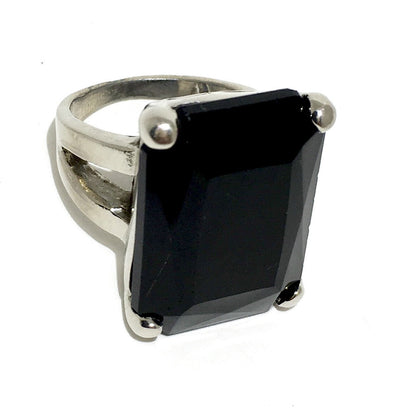 The Urban Charm Jet Black Crystal Silver Ring by Urban Charm Marketplace