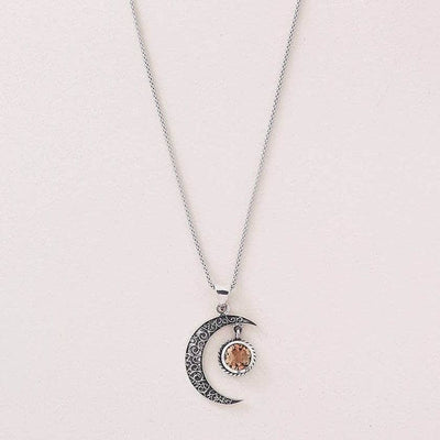 Gemstone Silver Moon Pendant Necklace by Tiny Rituals