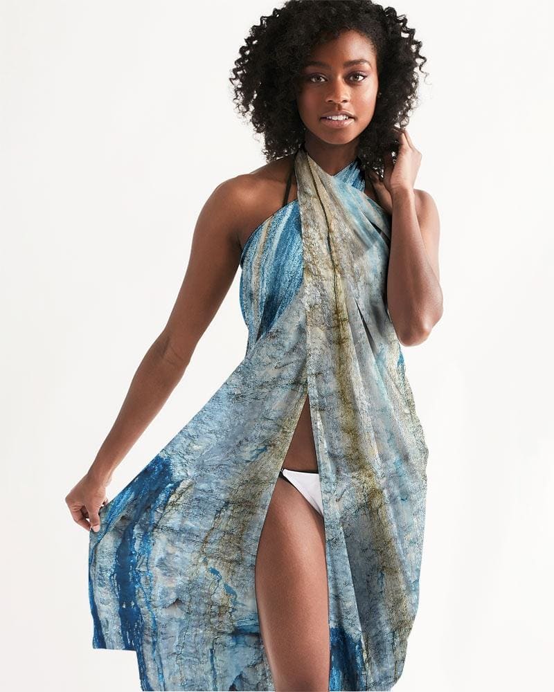 Uniquely You Sheer Blue Mountain Outdoor Landscape Swim Cover Up by inQue.Style