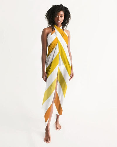 Uniquely You Sheer Herringbone Yellow Swimsuit Cover Up by inQue.Style