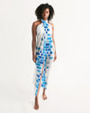 Uniquely You Sheer Mosaic Squares Blue and White Swimsuit Cover Up by inQue.Style