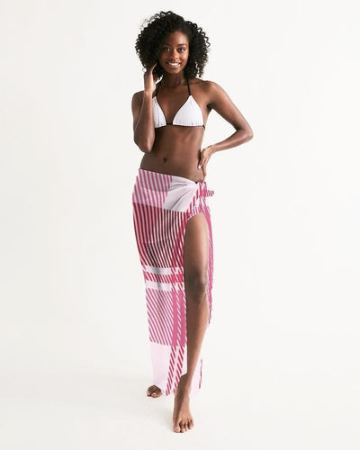 Uniquely You Sheer Plaid Pink Swimsuit Cover Up by inQue.Style