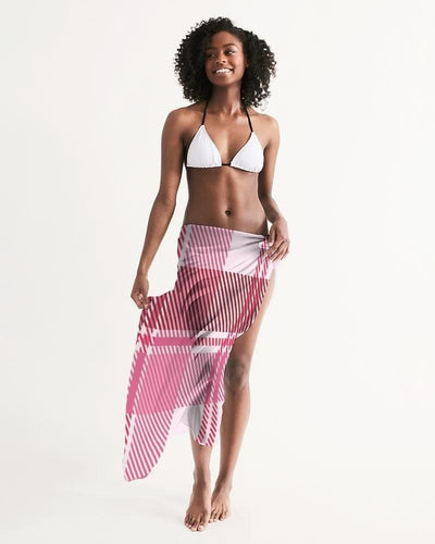 Uniquely You Sheer Plaid Pink Swimsuit Cover Up by inQue.Style