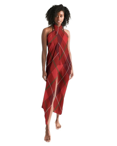 Uniquely You Sheer Plaid Red Swimsuit Cover Up by inQue.Style