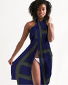 Uniquely You Sheer Sarong Swimsuit Cover Up Wrap / Geometric Dark Blue and Green by inQue.Style