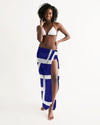 Uniquely You Sheer Sarong Swimsuit Cover Up Wrap / Geometric Dark Blue and White by inQue.Style