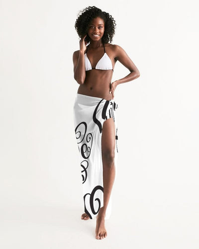 Uniquely You Sheer Sarong Swimsuit Cover Up Wrap / Love Black and White by inQue.Style