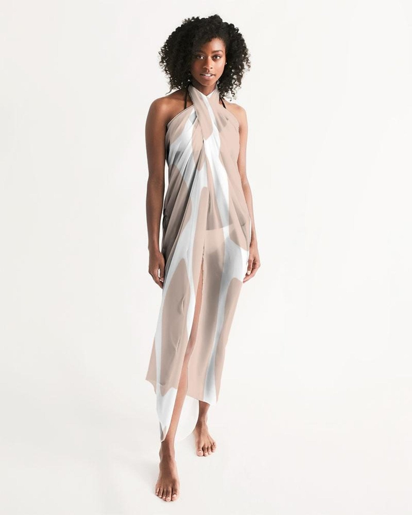 Uniquely You Sheer Sarong Swimsuit Cover Up Wrap / Peach Abstract by inQue.Style