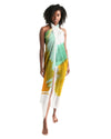 Uniquely You Sheer Swimsuit Cover Up Abstract Print Orange and Green by inQue.Style