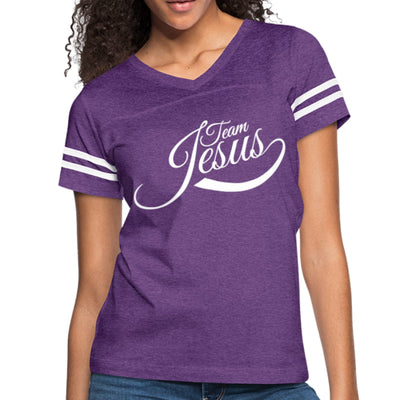Uniquely You Womens Graphic Vintage Tee, Team Jesus Sport T-Shirt by inQue.Style