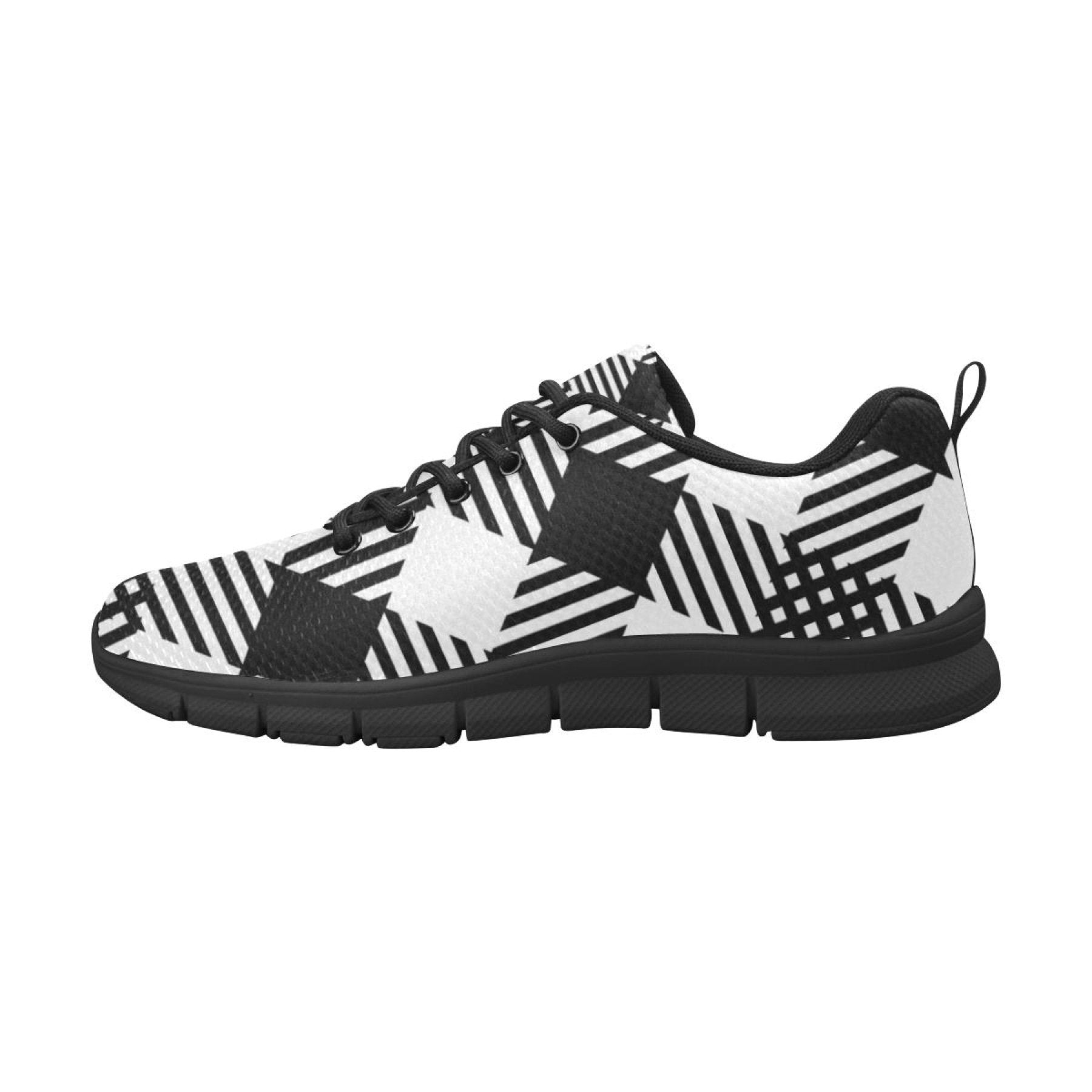 Uniquely You Womens Sneakers, Black and White Plaid Print Running Shoes by inQue.Style