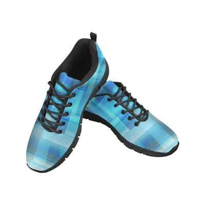 Uniquely You Womens Sneakers, Blue and Black Geometric Print Running Shoes by inQue.Style