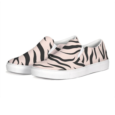 Uniquely You Womens Sneakers - Pink and Black Zebra Stripe Canvas Sports Shoes / Slip-On by inQue.Style