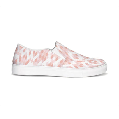 Uniquely You Womens Sneakers - Pink & White Low Top Slip-On Canva Shoes by inQue.Style