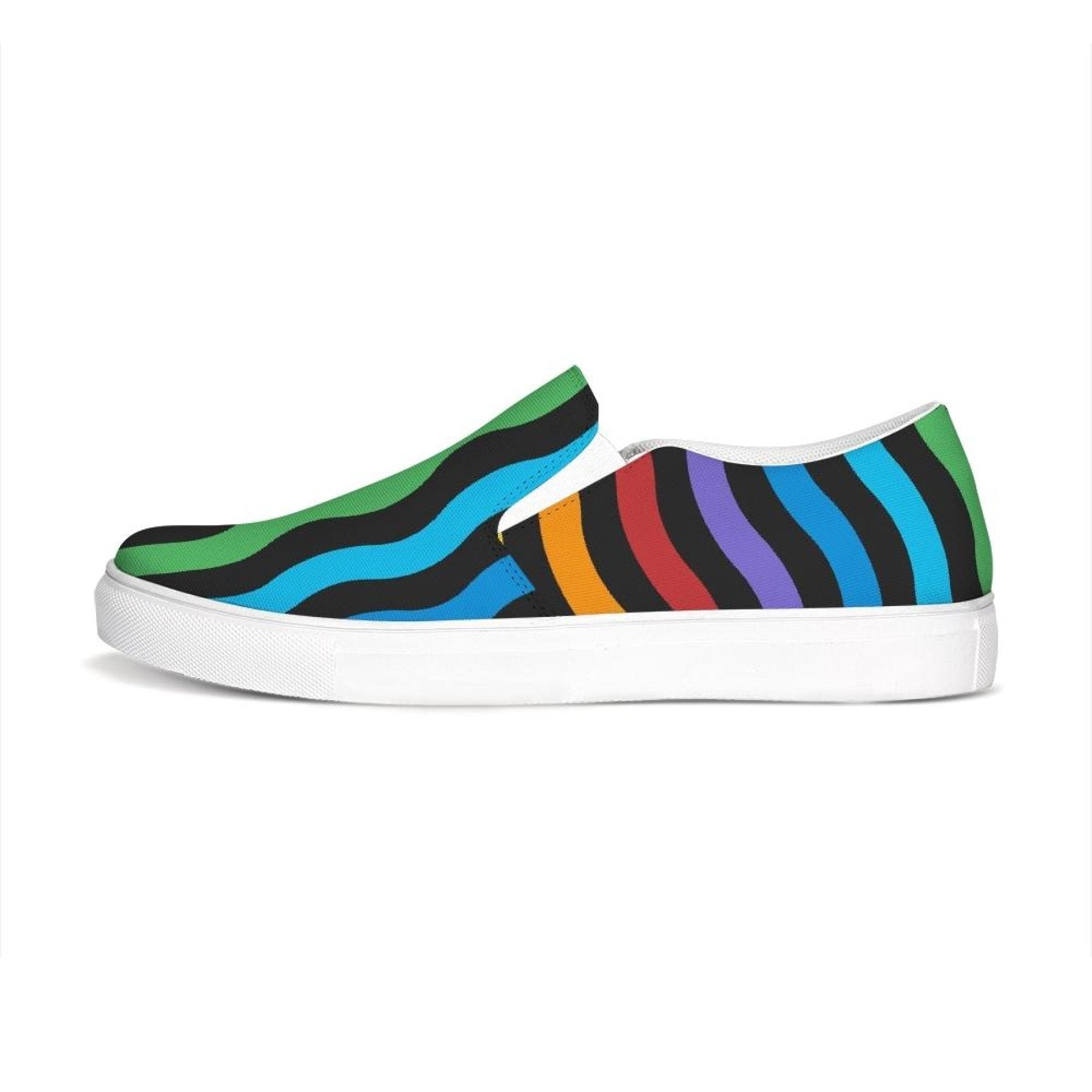 Uniquely You Womens Sneakers - Rainbow Stripe Style Canvas Sports Shoes / Slip-On by inQue.Style