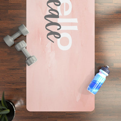 Yoga Mat, Hello Peace Pink Marble Print, Fitness Mat by inQue.Style