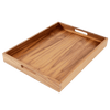 Rectangular Walnut Wood Coffee Table Tray with Handles