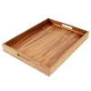 20 x 15 Inch Rectangular Walnut Wood Serving and Coffee Table Tray with Handles