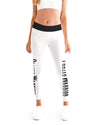 Women's Yoga Pants, Prayer Warrior Graphic - White & Black / WY658-241 by inQue.Style