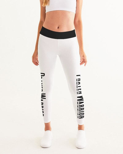 Women's Yoga Pants, Prayer Warrior Graphic - White & Black / WY658-241 by inQue.Style